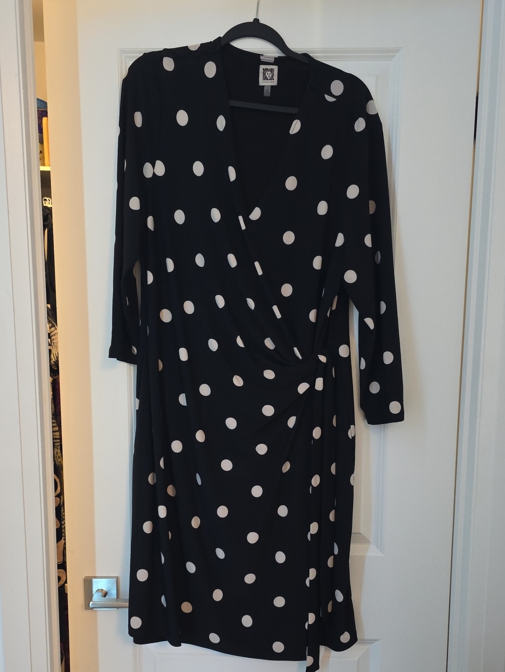 Anne Klein Black Polka Dot Wrap Dress